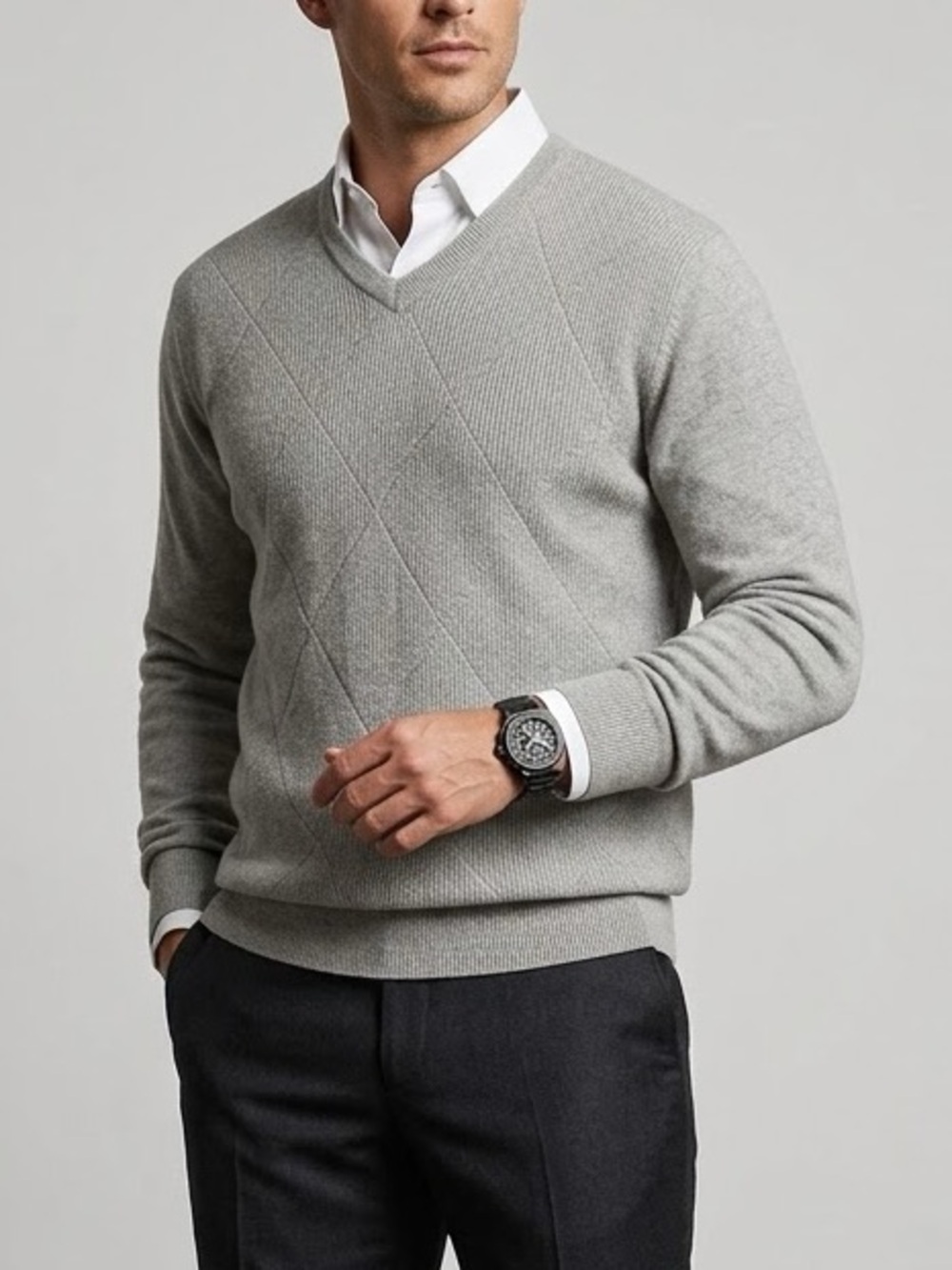 Weatherproof | 100% Acrylic V-Neck Pullover Sweater Minimalist Neutral Size XL